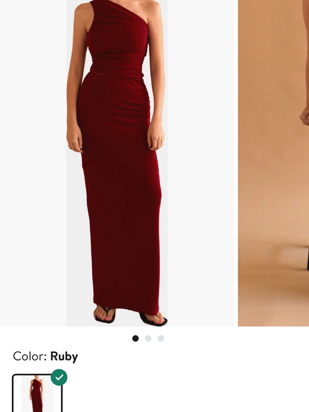 Crescent One-Shoulder Ruby Maxi Dress